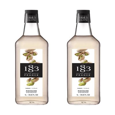 1883 Maison Routin Pistachio Syrup, 1 Liter Plastic Bottle (Pack of 2)