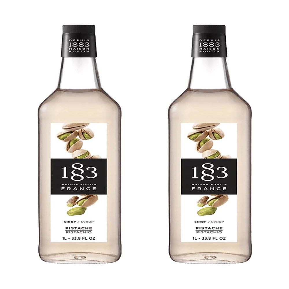 1883 Maison Routin Pistachio Syrup, 1 Liter Plastic Bottle (Pack of 2)