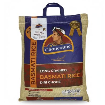 Choucoune Basmati Golden Rice (Diri Chode) - Long-Grain Aromatic Himalayan Rice, Non-GMO & Gluten-Free, Diabetic-Friendly, Fluffy & Non-Sticky - Bag for Everyday Meals & Global Recipes -15 lb Bag