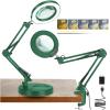 10X Magnifying Glass with Light and Stand, 5 Color Modes Stepless Dimmable 2-in-1 Lighted Magnifier with Clamp, LED Desk Lamp Hands Free for Crafts Hobby Reading Painting Sewing Close Work Green view 1