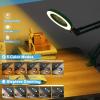 10X Magnifying Glass with Light and Stand, 5 Color Modes Stepless Dimmable 2-in-1 Lighted Magnifier with Clamp, LED Desk Lamp Hands Free for Crafts Hobby Reading Painting Sewing Close Work Green view 4