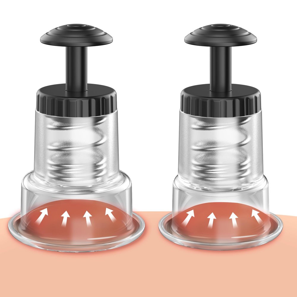 Cupping Kit for Massage Therapy, 2 Sizes Cupping Set, Unique Piston Design, Portable Massager for Studio & Home Use, Muscle Pain Relief, Myofascial Release, Cellulite Reduction (2 Pack)