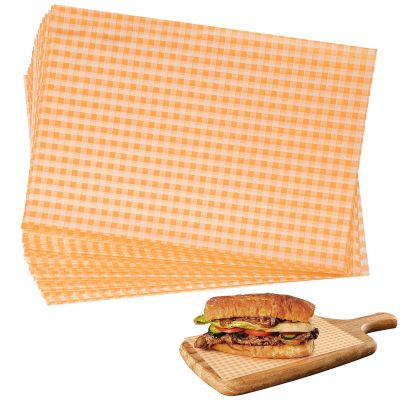 GeeRic Independence Day Waxed Deli Paper Sheets for Food Wrapping, 7.87 * 11.8 Inch 100 Pcs Food Basket Liners for Sandwiches Out Dining Picnics Party Wrap Sheets Orange