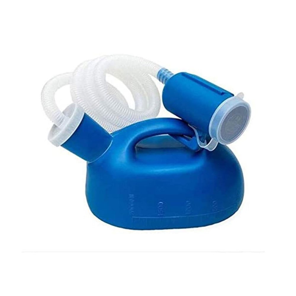 Men's Pee Bottle Male Bed Urinal Potty 2000ML Collector with 1.6M Tube for Driving Travel Outdoor Camping Elderly Chamber Pot(Blue)