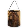 JTKBNVM Halloween Candy Bucket Treat Tote Bags with Handles Reusable Angry Roaring Lion Goody Bucket for Holiday Birthday Party Favor Supplies Collapsible Snack Goodie Basket Bags Gift Bag Decor view 1
