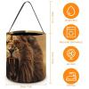 JTKBNVM Halloween Candy Bucket Treat Tote Bags with Handles Reusable Angry Roaring Lion Goody Bucket for Holiday Birthday Party Favor Supplies Collapsible Snack Goodie Basket Bags Gift Bag Decor view 2
