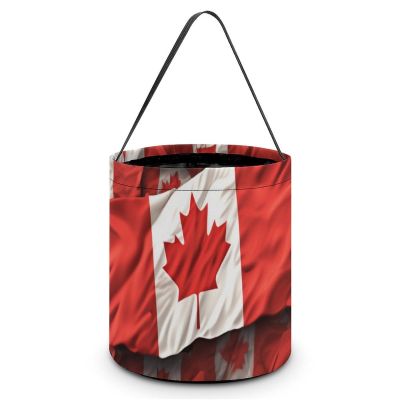 JTKBNVM Halloween Candy Bucket Treat Tote Bags with Handles Reusable Canadian Flag Goody Bucket for Holiday Birthday Party Favor Supplies Collapsible Snack Goodie Basket Bags Gift Bag Decor