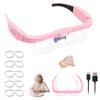 Professional Magnifying Glasses Headset with 5 Detachable Lenses 0.75X-4.0X & 3 LED Lights, Rechargeable Hands-Free Headband Magnifier for Close Work, Jewelry Crafts Hobby (Pink) view 1