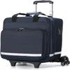 First Aid Kit Bag with Detachable Trolley, Responder Empty on Wheels,Nurse Roller with Removable Dividers, for Home Visits, Hospice, for Doctors, Nursing Students(Navy Blue) view 1