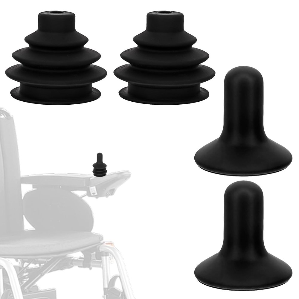 2 Sets Controller Knob and Gaiter for Electric Wheelchair, Universal Silicone Wheelchair Joystick Cover for Mobility Scooters, Joystick Button Cover Electric Wheelchairs Accessories(Black