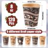 Qinyoung Floral Disposable Cups 8 oz Flower Coffee Tea Paper Cups for Spring, Birthday, Easter, Bridal Showers, Weddings, Tea Parties, Summer Party Supplies Daily Use, 6 Styles(120 Pcs,Modern) view 2
