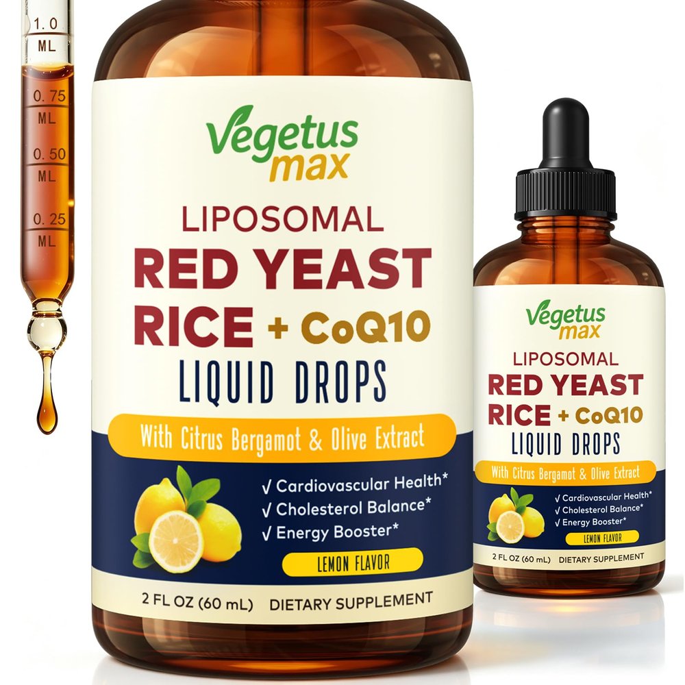 Liposomal Red Yeast Rice with CoQ10 Drops, Red Rice Yeast 1200 mg, 2 FL OZ