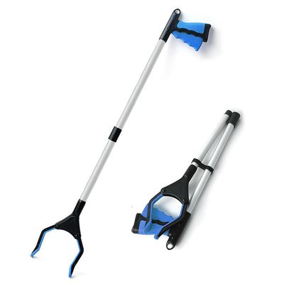Foldable Grabber Reacher Tool 32in Extra Long Trash Picker Upper Grabber with Magnet,Lightweight Extended Grabber Reaching Tool for Elderly Disabled (Blue)