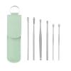 Earwax Removal Kit 6pcs Stainless Steel Ear Pick Cleaning Kit Clean Wax Cleaner Removal Tool Sticks Care(Green,10set) view 2