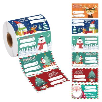 1Roll 500PCS Christmas Gift Tags Self Adhesive Stickers 2.95 x 1.6 Inch Holiday Present Labels for Wrapping Paper Bags Boxes Decorations