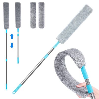 Cleaning Tools, Ceiling Fan Cleaner Duster, Flat Duster with 2 Microfiber Clothes, Damp Dusters with Extension Pole (37 to 51 inches) Cleaning Duster for Bed High Ceilings Gap Dusters