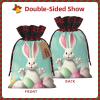 Drawstring Christmas Gift Bags with Tag Small Treat Goody Bags Reusable Gift Wrapping Sacks Pouches Xmas Presents Wrapping Bag Happy Easter Eggs Bunny Tail Candy Treat Bag for Party Favors Small view 2