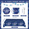 40th Birthday Decorations for Men,61Pcs Blue Silver 40th Birthday Decorations Tableware Include Happy 40th Birthday Plates and Napkins,Tablecloth,Forks for Men 40th Birthday Party Supplies,Serve 20 view 4