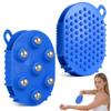 Veemoon 2 Pcs Palm Massage Glove, Roller Ball Handheld Massager, Blue PVC Body 7 Metal Beads, Lymphatic Massage Tool Face Back Neck Foot Muscle Tension Soothing Gua Sha Adults Present view 1