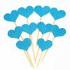 100 Pcs Heart Cupcake Toppers Rustic Paper Picks Wedding Engagement Party Decorations Birthday Cake Picks Valentines Anniversary Dessert Supplies (Blue) view 1