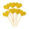100 Pcs Heart Cupcake Toppers Rustic Paper Picks Wedding Engagement Party Decorations Birthday Cake Picks Valentines Anniversary Dessert Supplies (Gold) view 1