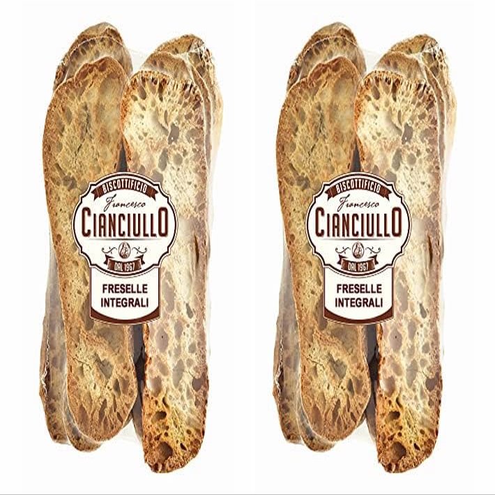 Cianciullo Wholewheat Freselle, Pack of 2, Italian Crisp Bread, 10.58 oz, Traditional Toasted Bread, Long Shape