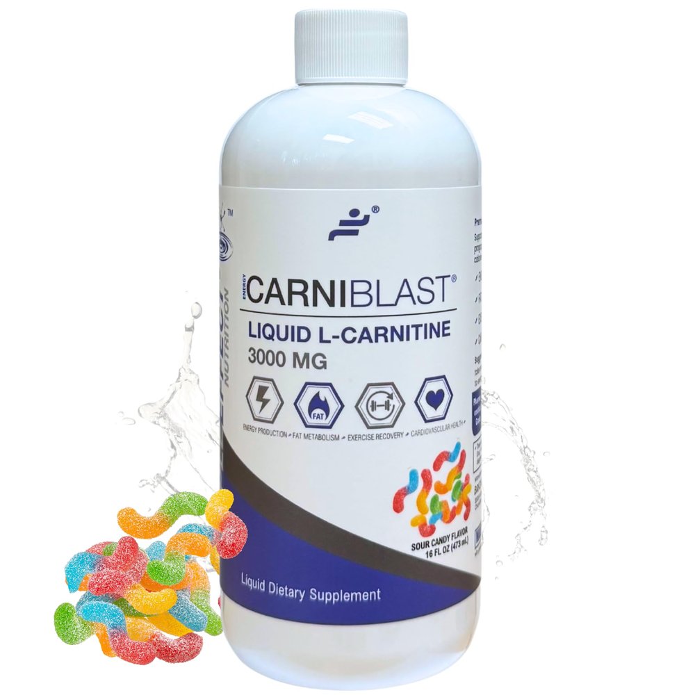 Bricker Labs CARNIBLAST Liquid L-Carnitine 3000mg with Carnipure & GBB Energy, Stamina & Endurance Support, Pre- & Post-Workout, Sour Fruit Flavor, 16 FL Oz