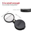 10x Small Pocket Magnifier Glass, Qirte Mini Folding Magnifying Lenses with Rotating Protective Leather Sheath for Seniors Reading, Inspection, Kids for Exploration, Elder Gift, 2 3/8'' Lens Size view 3