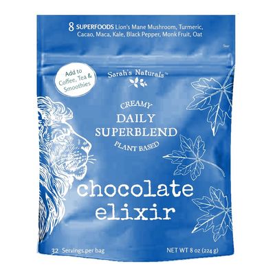 Non-Dairy Superfood Blend for Coffee, Tea & Smoothies | Oat Based | Add to Hot or Cold Beverages | Naturally Sweetened with Maple Sugar (8 Ounces, Chocolate Elixir)