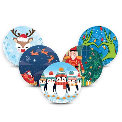 ExpressionMed - Adhesive Patches for Libre 3 (Pack of 5) - Made in The USA, Waterproof, Non-Fraying, Pre-Cut CGM Sensor Tapes (Christmas 2025)