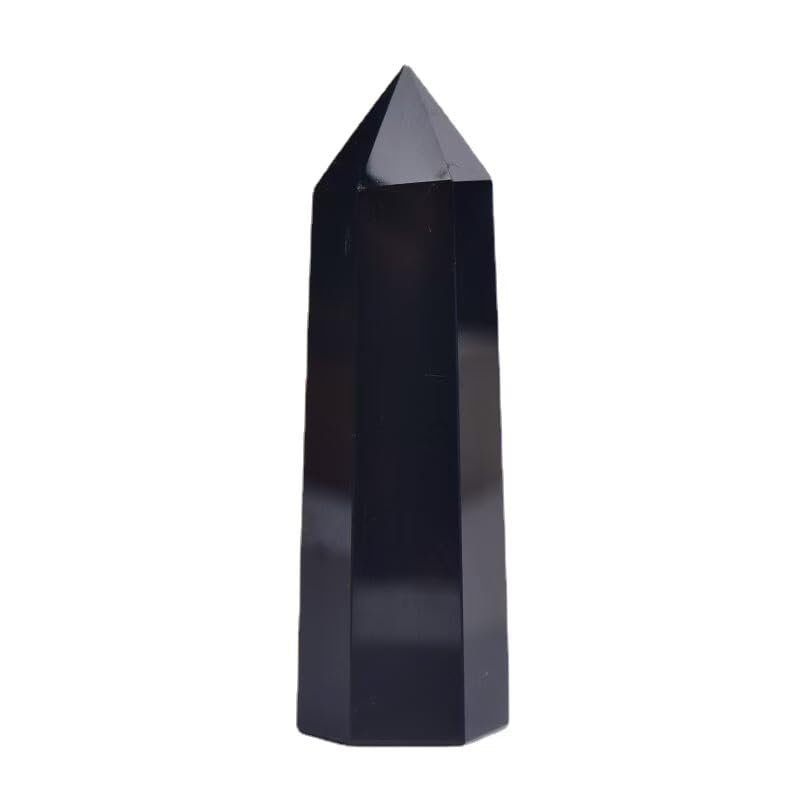 10Pcs Large Black Obsidian Hexagonal Point Crystals, Healing Crystals and Stones for Energy Healing, Meditation, Reiki, Crystal Decor (1.97-2.76in)