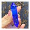 DIOBFZFY 1pcs 70mm clear quartz double pointed 12 sides Blue color view 4
