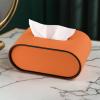 Modern Light Luxury Coffee Table Leather Tissue Box Cover Bedroom High-end Napkin Facial Dispenser Tabletop(Orange) view 4