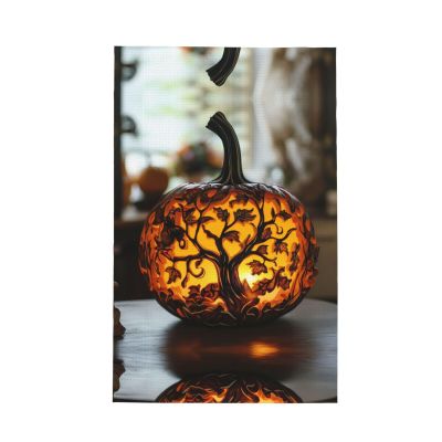 Pumpkin Carving lamp Waffle Kitchen Towel, Ultra Soft Absorbent Reusable Cleaning Tea Towels 16x 26,
