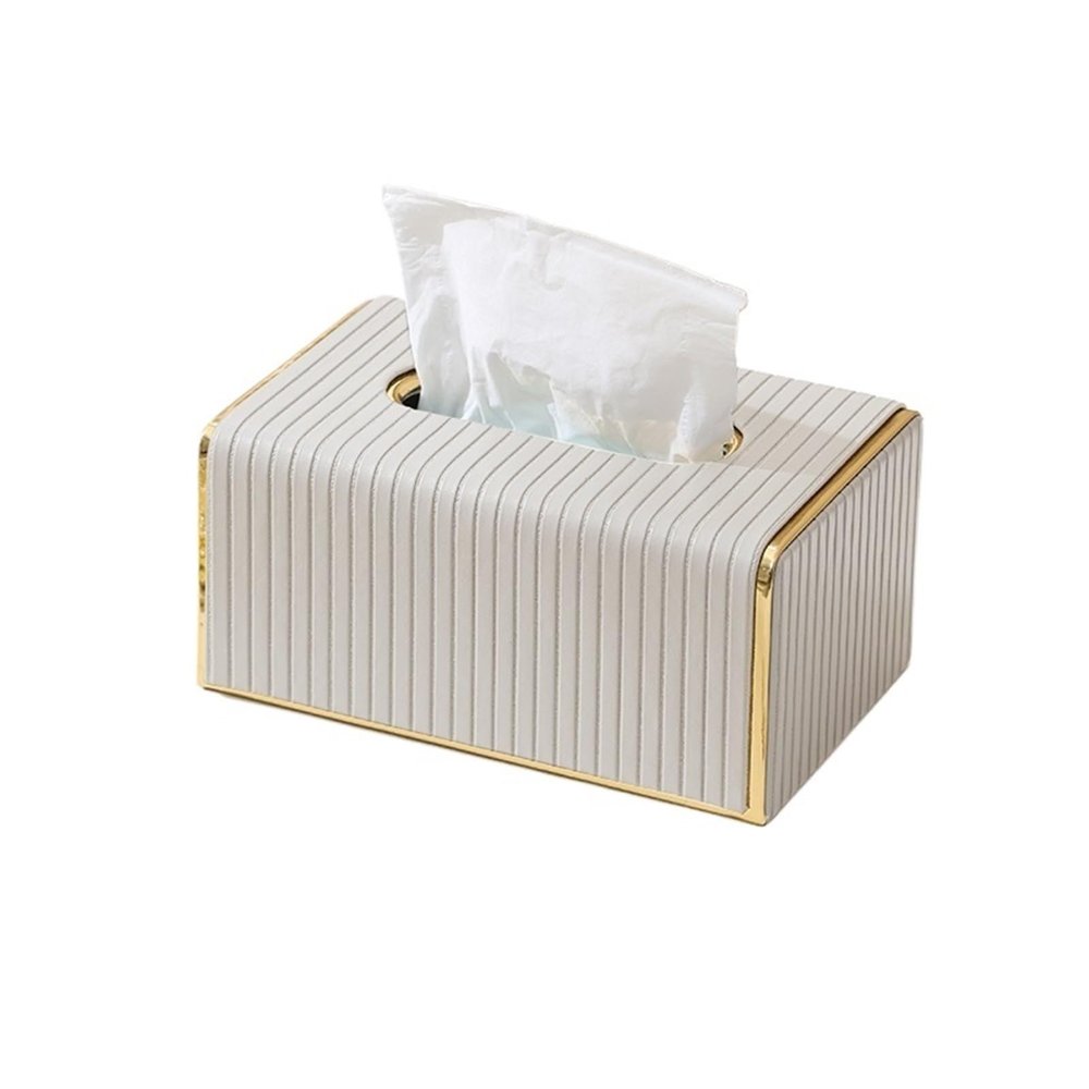 Modern Light Luxury Tissue Holders Leather Napkin Facial Dispenser Home Decor For Bathroom Kitchen Bedroom Office Tabletop(Gris)