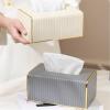 Modern Light Luxury Tissue Holders Leather Napkin Facial Dispenser Home Decor For Bathroom Kitchen Bedroom Office Tabletop(Gris) view 4