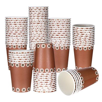 100Pcs Copas De Barro Mexicanas Disposable Paper Cups, 9 Oz Terracotta Flower Clay Disposable Mexican Cups, Mexican Party Decorations Cantaritos De Barro Mexicanos Cup, Cielito Lindo Party Decoration