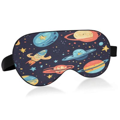 JULYTO Sleep Mask Light Blocking Eye for Sleeping with Adjustable Strap Space Themed Planets Pattern Soft Lightweight Blindfold Mask for Men Women Work Travel Naps