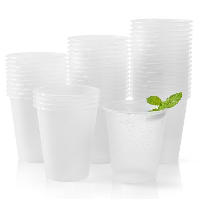 Datyiiha 50 Pack Frosted Plastic Cups Clear Disposable Drinking Cups Bulk for Wedding Reception Stadium Birthday Party Supplies,12 Oz