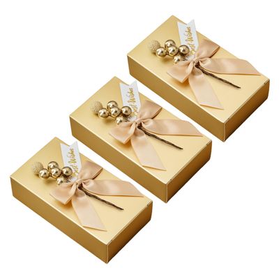 20PCS Champagne Gold Gift Box Bow Tree Fruit Decorative Candy Box Birthday, Wedding Party Supplies Square Gift Boxes For Candies (Champagne Gold Large)