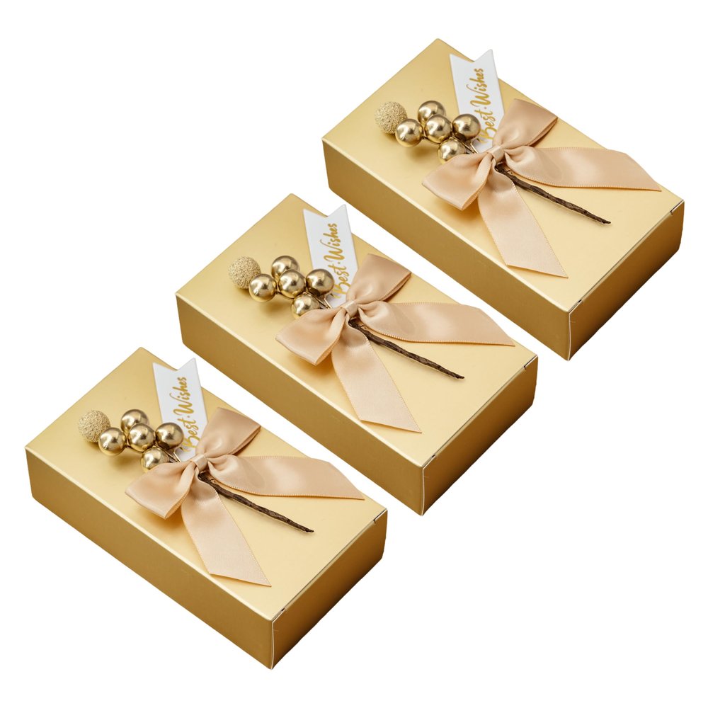 20PCS Champagne Gold Gift Box Bow Tree Fruit Decorative Candy Box Birthday, Wedding Party Supplies Square Gift Boxes For Candies (Champagne Gold Large)