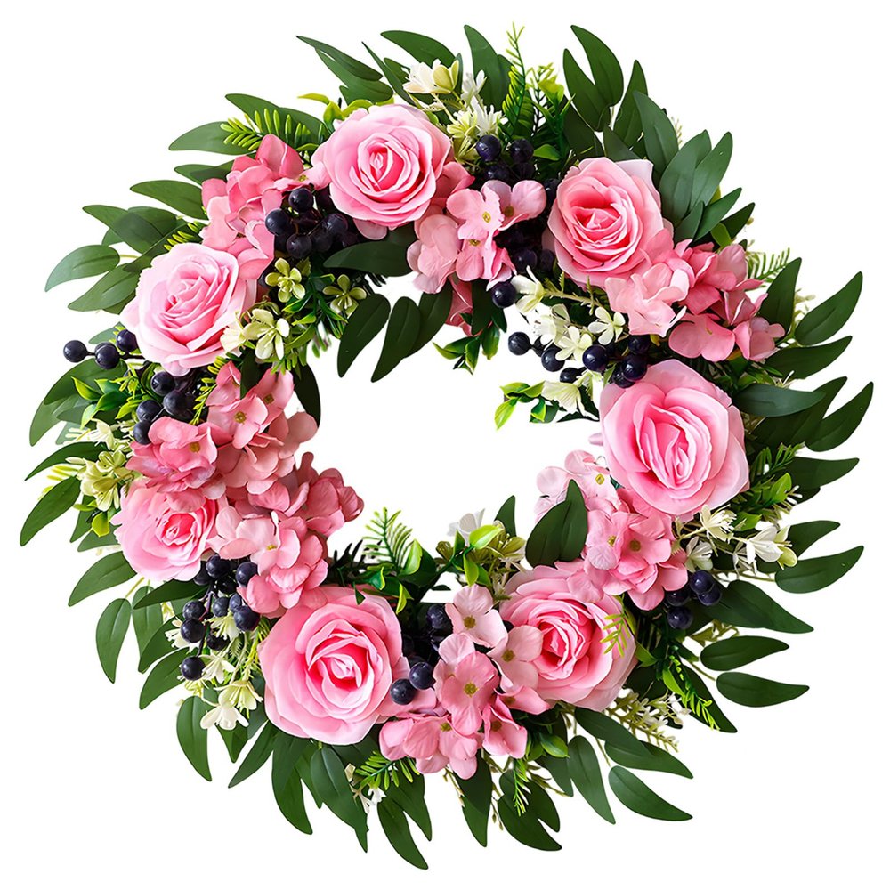 byepica Front Door Spring Wreaths, Peony Rose Design, 19.6 in (50 Cm), Faux Flower Decoration, Spring Ideal, Decorative Plastic Florals Door Hangings