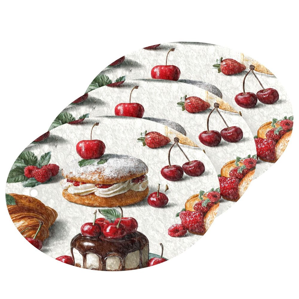 KOCOART Sweet Pastries and Berries Dish Scrub Sponges Kitchen Non Scratch Reusable Compressed Cellulose Sponge Hanging for Household Cleaning Washing Dishes Pots and Pans 3 Pack