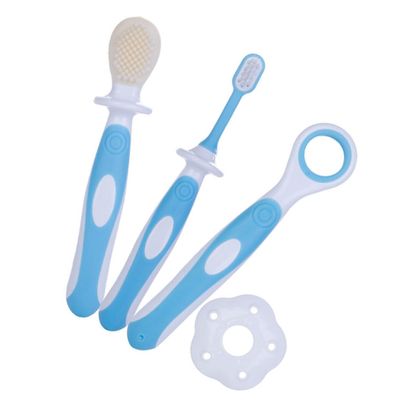 COLLBATH Silicone Toothbrush for Soft Bristles and Tongue Cleaner Anti-Slip Grip Gentle Oral Care Kit for Teeth and Gum Massage Blue