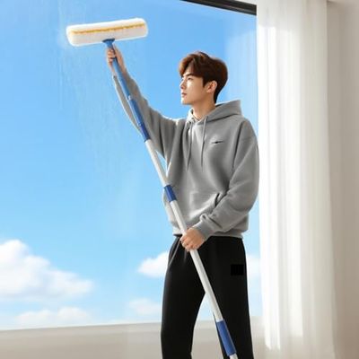 Ultra-Long Window Cleaning Set 40ft, 33ft, 30ft, 26ft, 23ft, 20ft, 16ft - Silicone Squeegee & Glass Washing Pole, Perfect for Shopping Centers & High Rise Buildings
