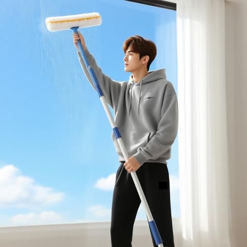 Ultra-Long Window Cleaning Set 40ft, 33ft, 30ft, 26ft, 23ft, 20ft, 16ft - Silicone Squeegee & Glass Washing Pole, Perfect for Shopping Centers & High Rise Buildings