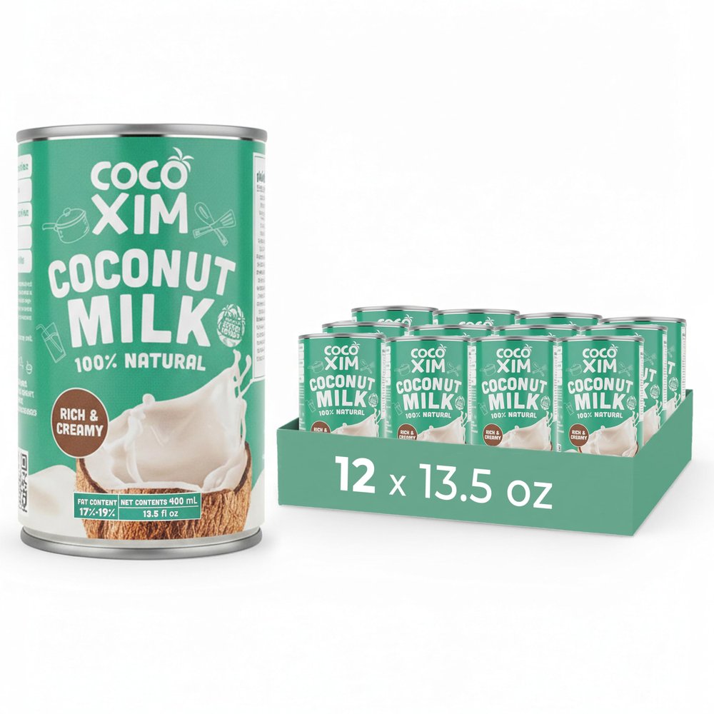 COCOXIM 100% Natural Coconut Milk, 400ml (Pack of 12) | Zero Added Sugar | Rich & Creamy for Cooking | Halal & Kosher Certified | Gluten & Dairy Free | No Additives | Ideal for Curries, Smoothies & Desserts
