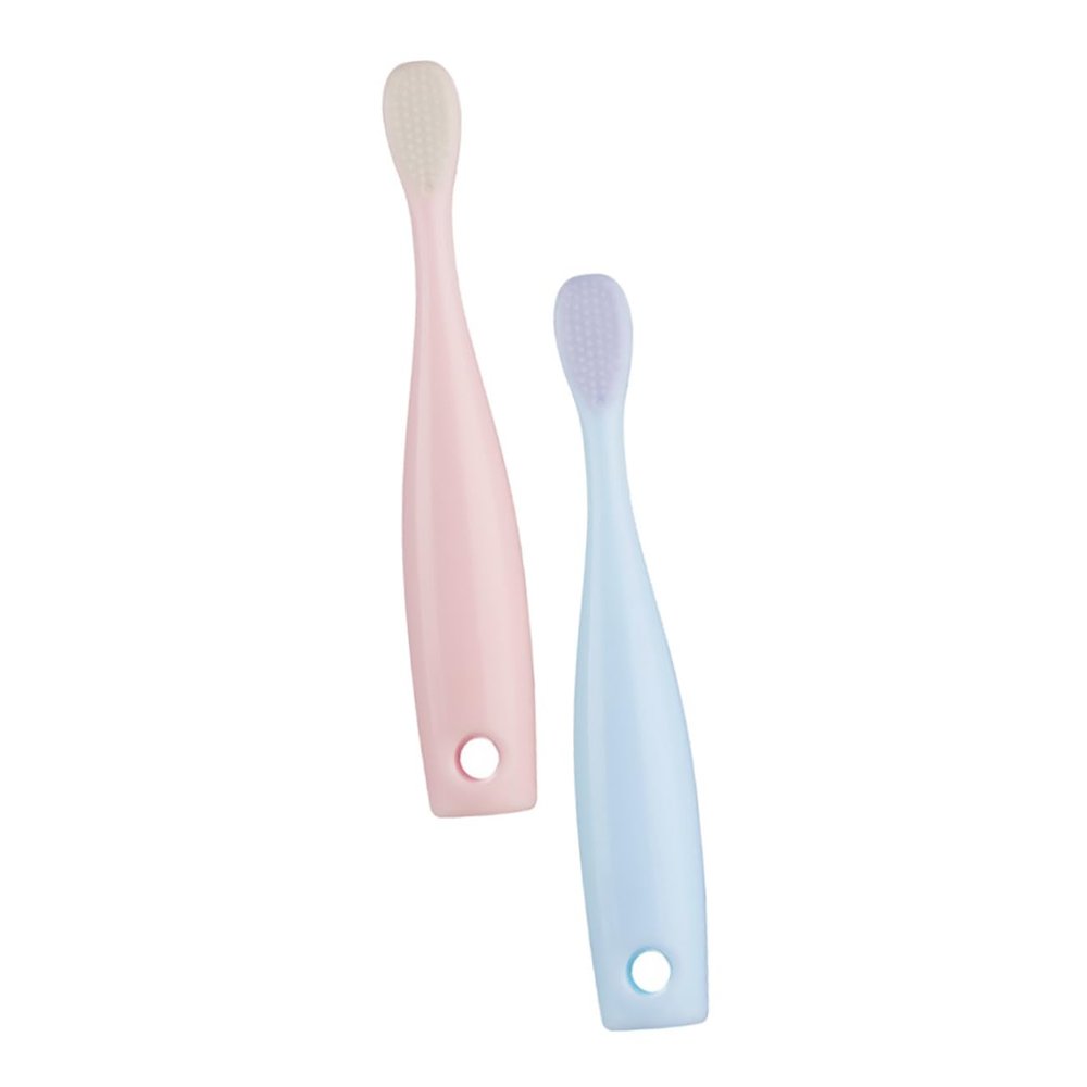 LALADEFIEE 2pcs Toothbrush with Extra Soft Bristles for Boy Girl Ergonomic Handle Training Tooth Cleaner for Gentle Gum Care Red and Blue