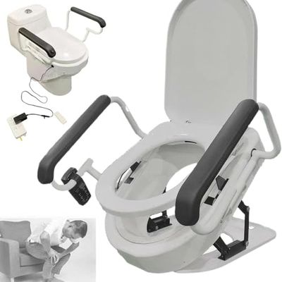 SICWEDIM Automatic Toilet Seat Riser, Electric Seat Lifter with Double Armrests, 0-45 Lifting Angle for Elderly, Handicap, and Pregnant Individuals