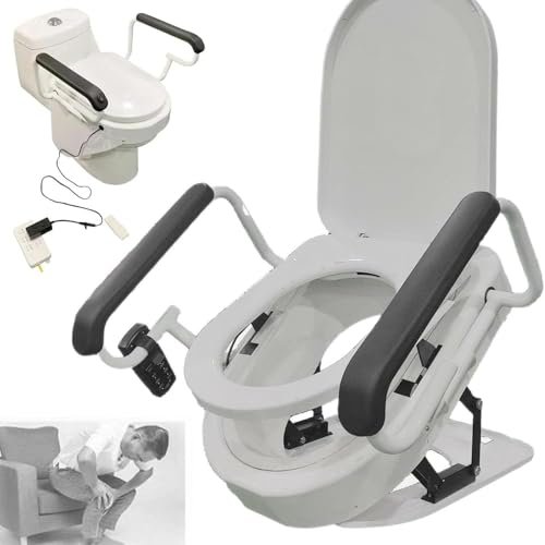 SICWEDIM Automatic Toilet Seat Riser, Electric Seat Lifter with Double Armrests, 0-45 Lifting Angle for Elderly, Handicap, and Pregnant Individuals